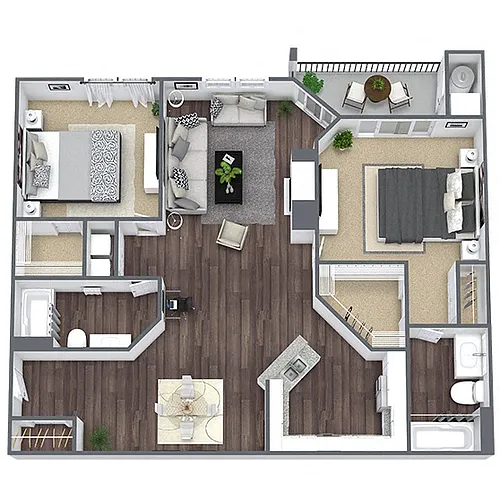 Floor plan B5: 2 Bed 2 Bath
