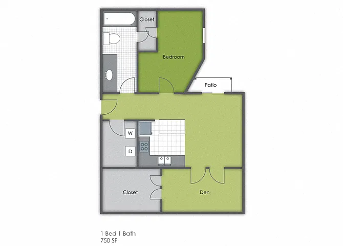 Floor plan 1 Bedroom 1 Bath D