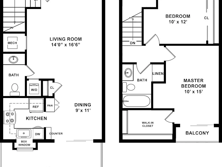 2 BD / 1.5 BA - 1,076 SF