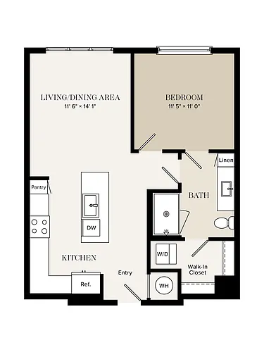 Floor plan 1 Bed/1 Bath-A1 ALT