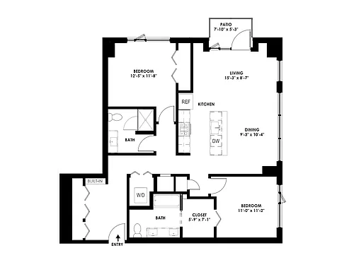 Floor plan 2 Bed/2 Bath - D