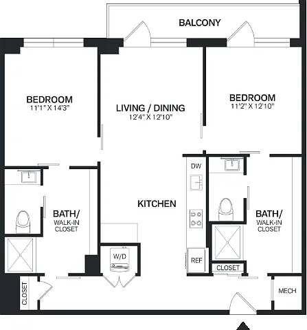 Floor plan 2 Bed/2 Bath-B6