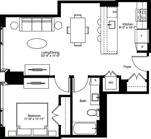 One Bedroom A1 - 710 Sq. Ft. - Residences 5309-5509 One Bedroom A1 - 710 Sq. Ft. - Residences 5309-5509