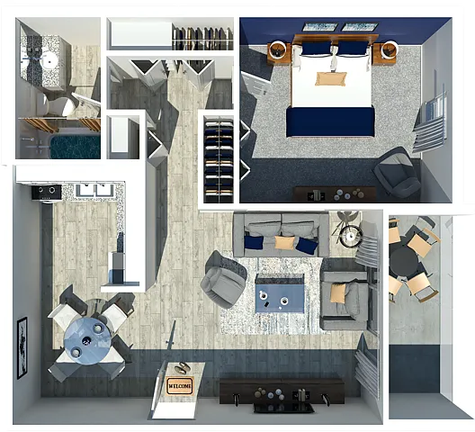 Floor plan Marc 1 Bedroom 1 Bathroom