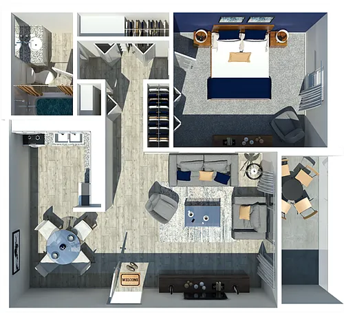 Floor plan Marc 1 Bedroom 1 Bathroom