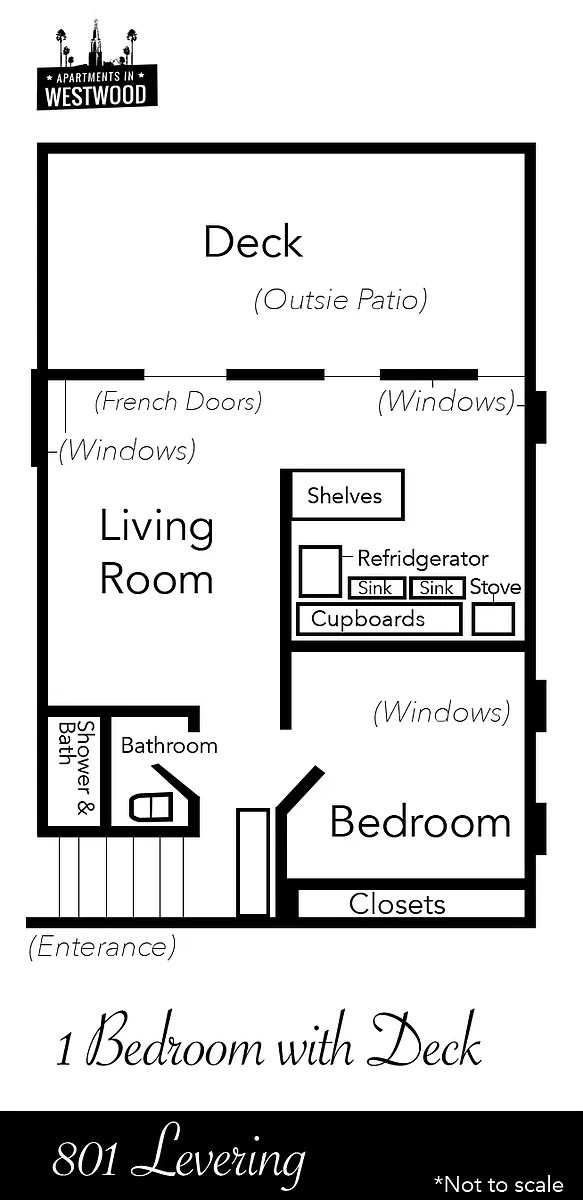 Floor plan 1 Bedroom with Deck