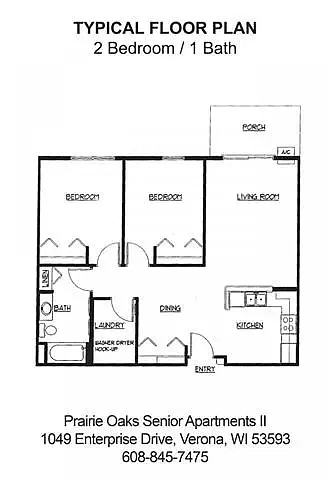 Floor plan 2 Bed/ 1 Bath - B