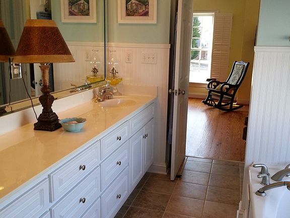 Bead board and tile floor