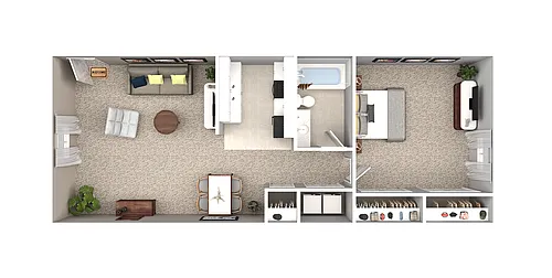 Floor plan 1 Bedroom 1 Bath 748