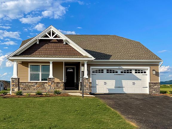 Rockford C - exterior front - craftsman style ranch home with covered front porch, partial stone fro