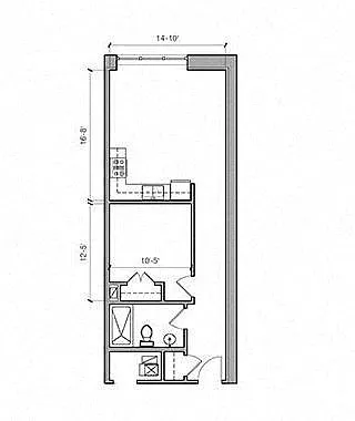 Floor plan TORI - 1 Bed 1 Bath 12-S