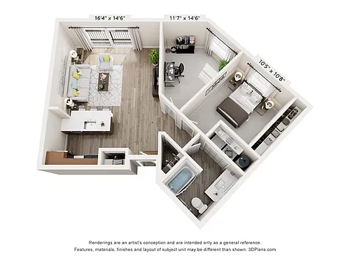 Floor plan 1x1B