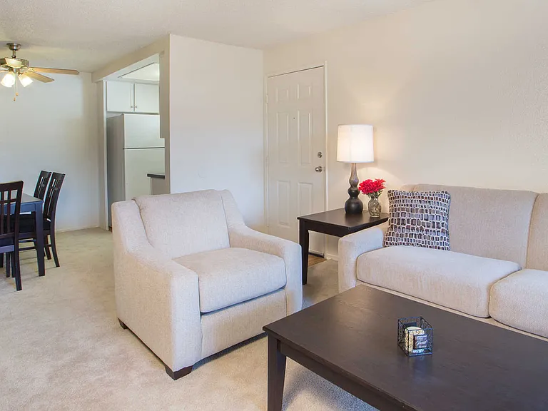 Carpeted Dining and Living Room