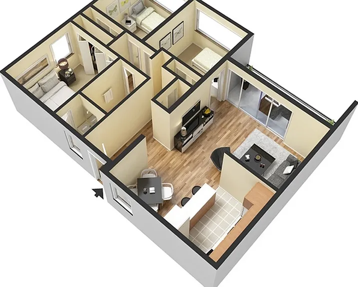 3 Bedroom - 3D 3 Bedroom - 3D