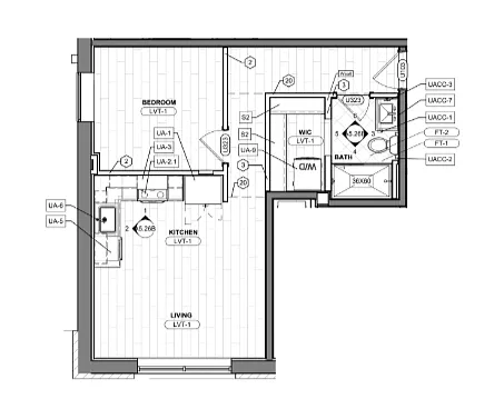 Floor plan 1 Bedroom / 1 Bath