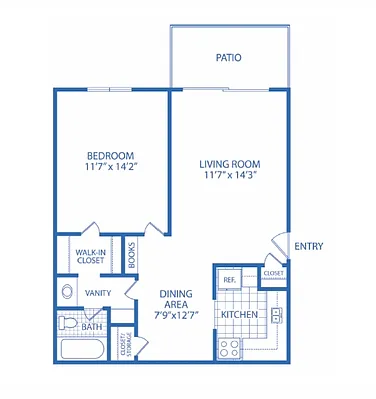 Floor plan Classic 1BR, 1BA