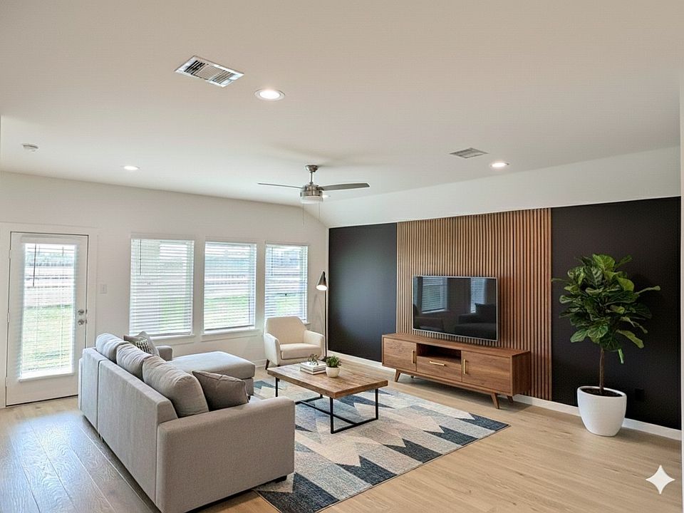 Virtually staged living room.