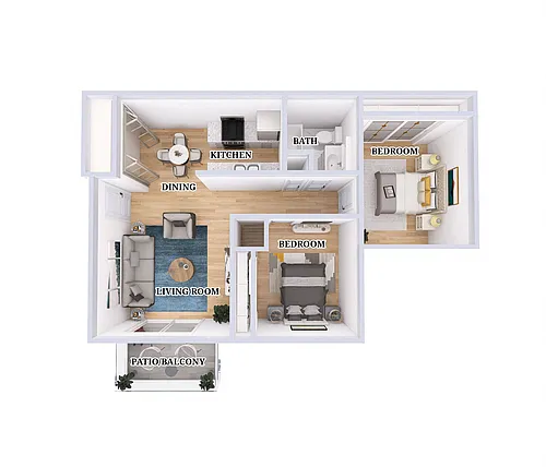 Floor plan 2 Bed, 1 Bath