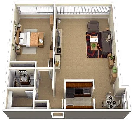 Floor plan Charles Towers 1 Bed 1 Bath