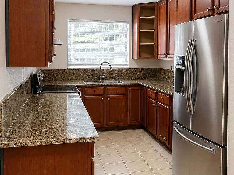 Kitchen with lots of storage.