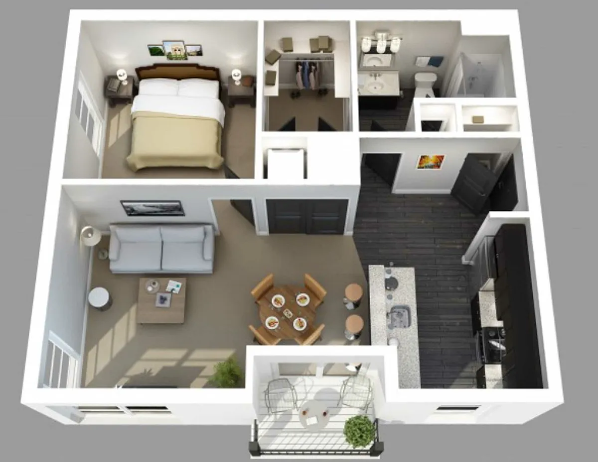 Floor plan 1 Bedroom 1 Bathroom Large