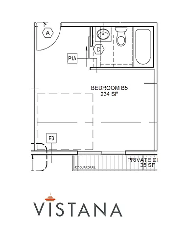 Floor plan Studio - 234 sqft