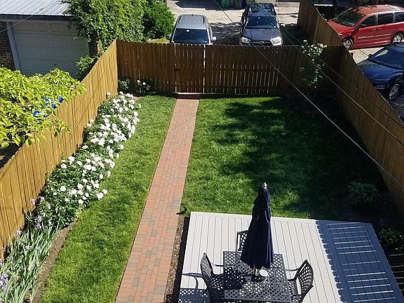 Rear shared yard; off street parking; deck