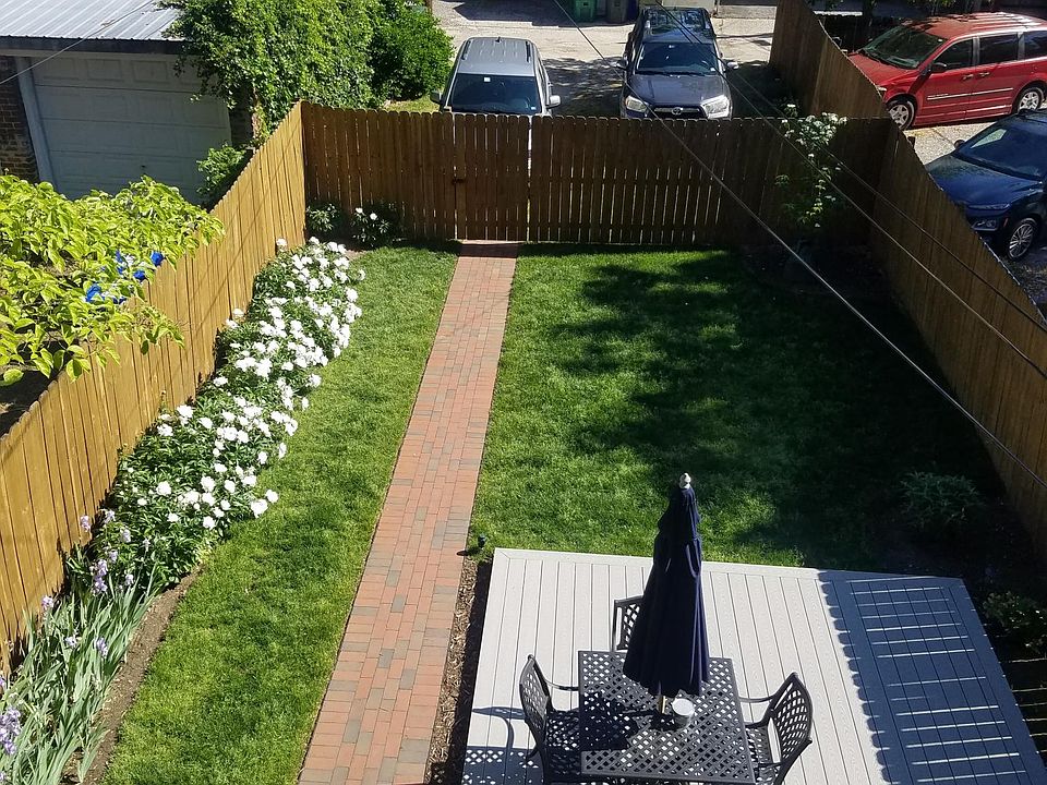 Rear shared yard; off street parking; deck