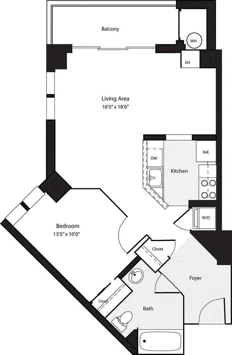 Floor plan 1 Bedroom B no Terrace