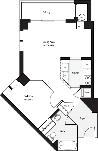 Floor plan 1 Bedroom B no Terrace