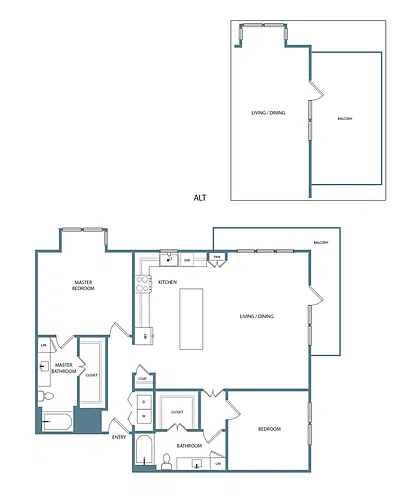 Floor plan 2 Bedroom 2 Bathroom B5