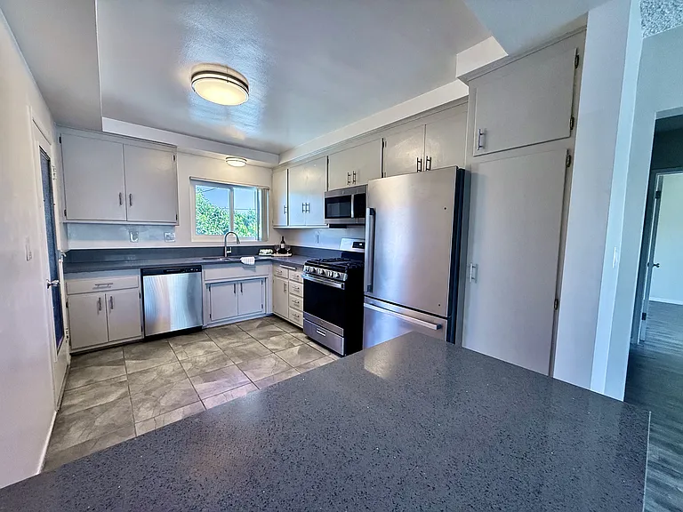 Huge Chef's Kitchen, Quartz Counters & Bar. Premium Stainless Steel Appliances & raised ceiling.