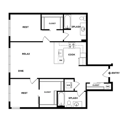 Floor plan 2 Bed/2 Bath-Steel