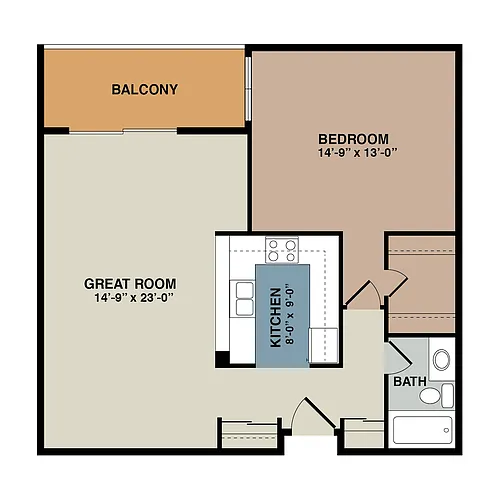 Floor plan 1 Bedroom - 1A