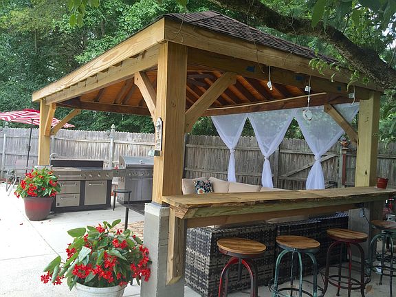 Outdoor pavilion with bar