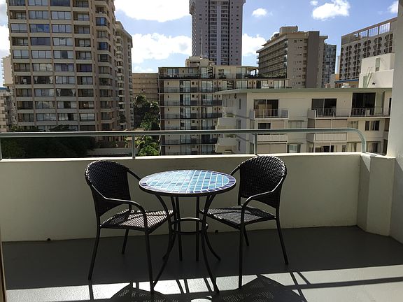open lanai with city views