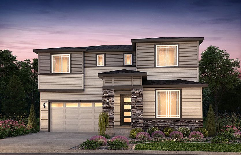 Elevation B adds a contemporary twist with wood and stone accents that complement the architecture o