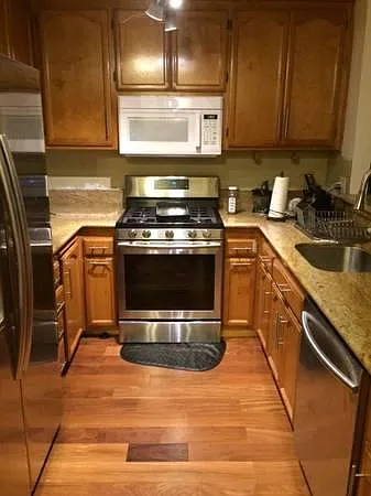 Microwave has been replaced and is now stainless steel
