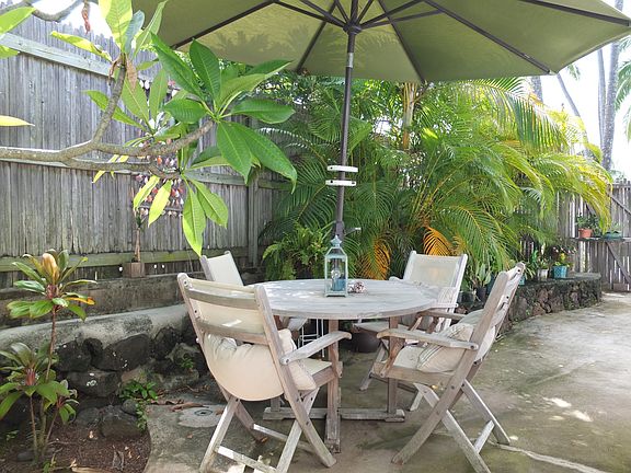 Nice outdoor space. Table pictured is not included.