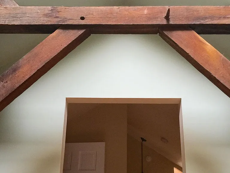 Hand hewn chestnut beams