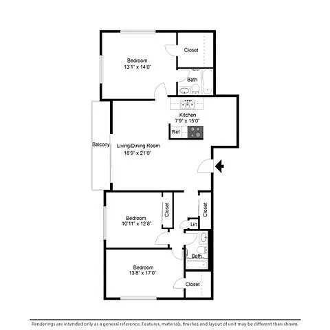 Floor plan 3 Bed 2 Bath