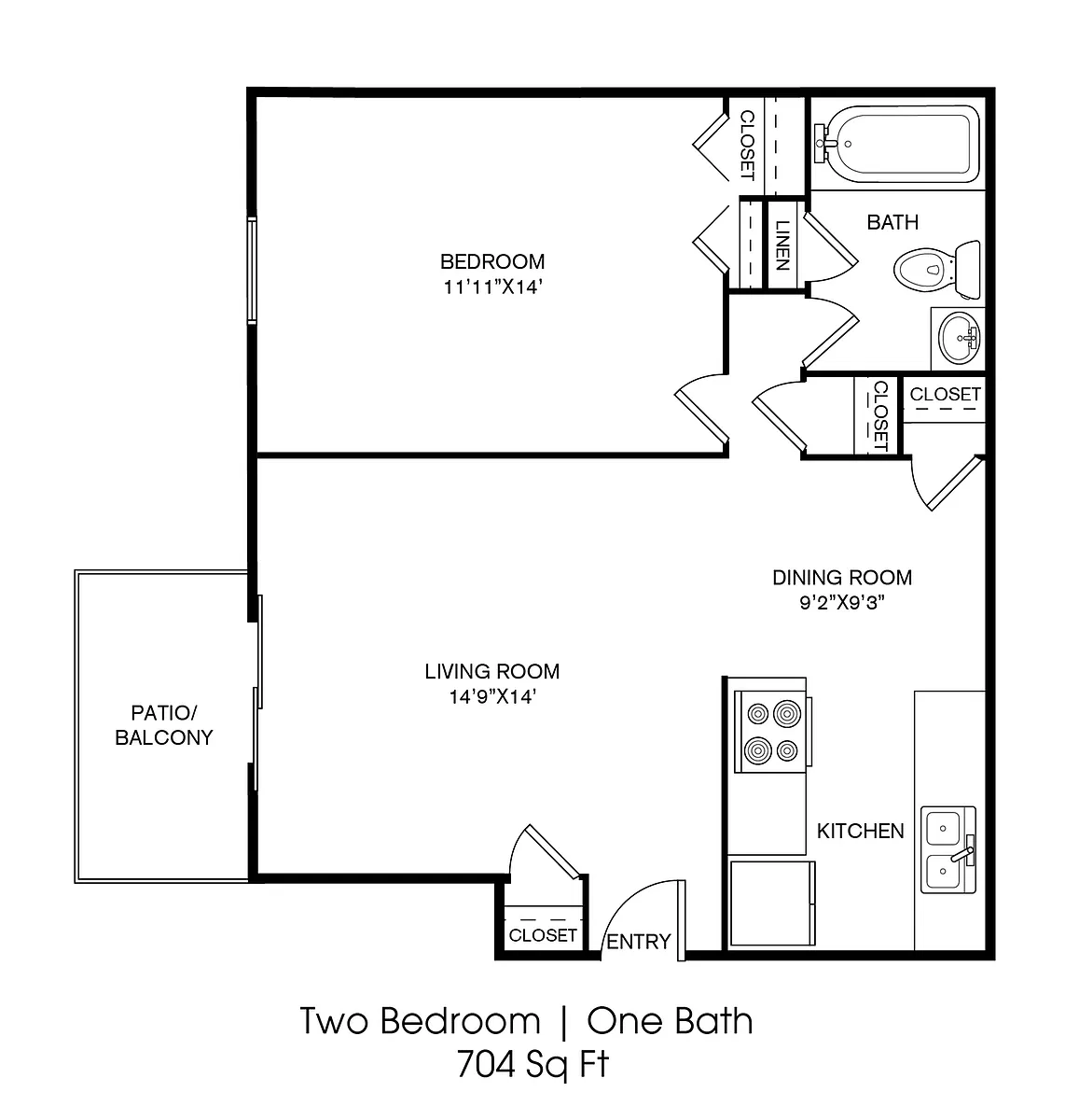 Floor plan Large 1 Bedroom Classic