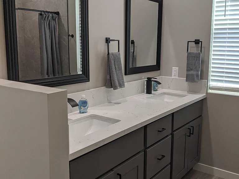 Master bath with double sink vanity