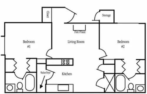 Floor plan Two Bedroom 2 Bath