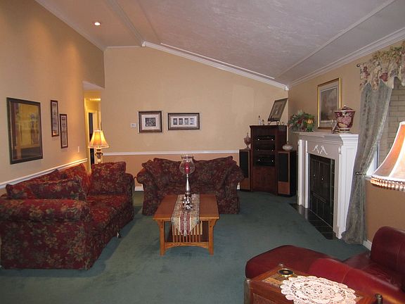 Living room with vaulted ceiling