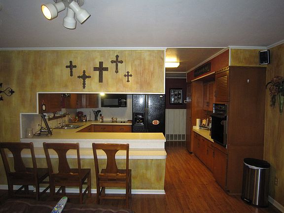kitchen and bar area