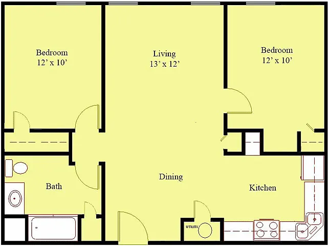 Floor plan 2 Bed 1 Bath