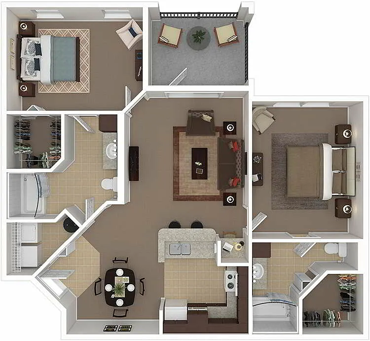 Floor plan B1 Pindo - Two Bedroom, Two Bathroom