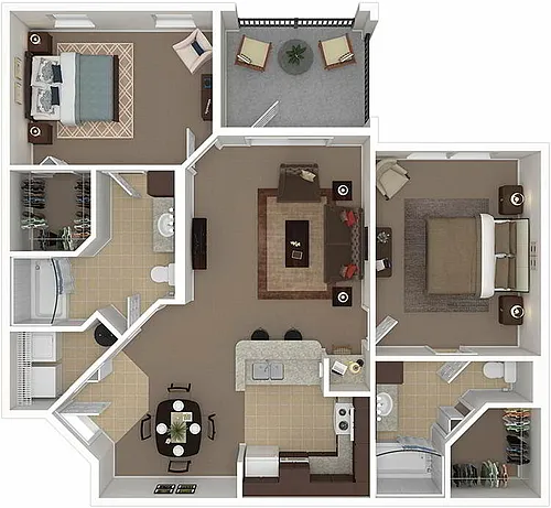 Floor plan B1 Pindo - Two Bedroom, Two Bathroom