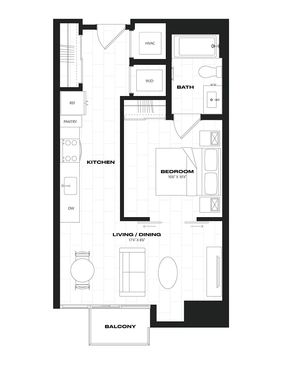 Floor plan 1 Bed/1 Bath JR-A6.1.2